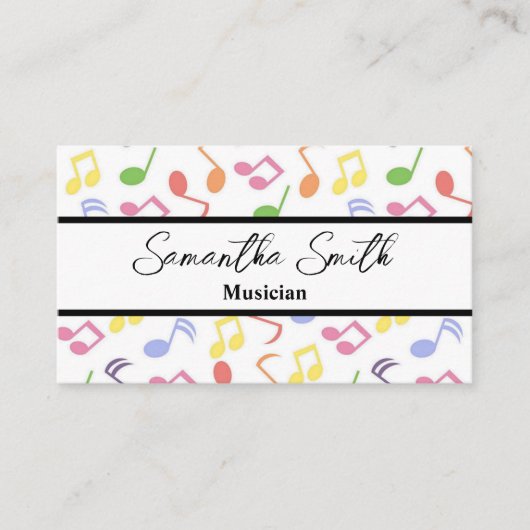 音楽ノートカラフルミュージシャン音楽先生 名刺 (正面)