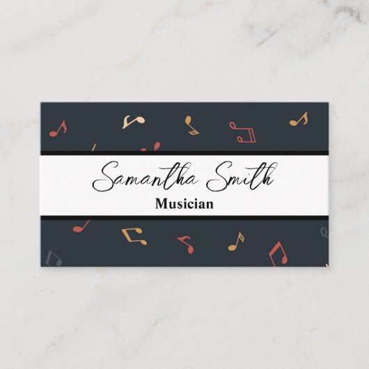 音楽ノートカラフルミュージシャン音楽先生 名刺 (正面)