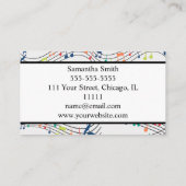 音楽ノートカラフルミュージシャン音楽先生 名刺 (裏面)