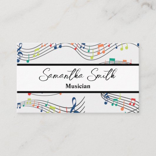 音楽ノートカラフルミュージシャン音楽先生 名刺 (正面)