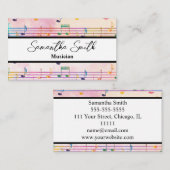 音楽ノートカラフルミュージシャン音楽先生 名刺 (正面/裏面)