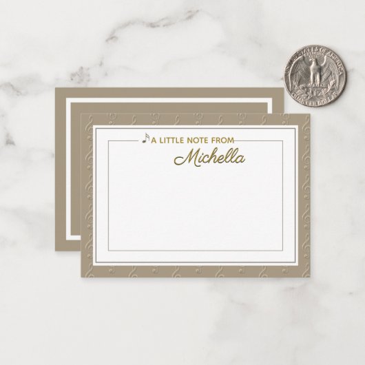 音楽ノートカード(エンボスTrebleクレフ、 音符記号) ノートカード (正面/裏面インサイチュ)