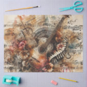 音楽ノートギターエフェメラティッシュペーパーデクページ 薄葉紙 (クラフト)