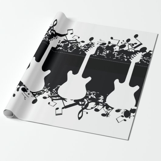 音楽ノートギタークラシックギフトラッピング紙 ラッピングペーパー (アンロールド)