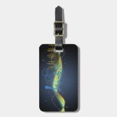 音楽ノートクールのハートの渦に白熱［赤熱］光を放つ影響 ラゲッジタグ (正面縦)