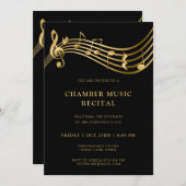 音楽ノートコンサートテンプレート エレガントな招待状 招待状 (正面/裏面)