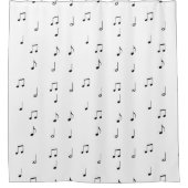 音楽ノートシンプルの白黒 シャワーカーテン (正面)