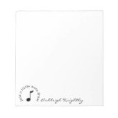 音楽ノートスクリプト名白黒パーソナライズされた ノートパッド (正面)