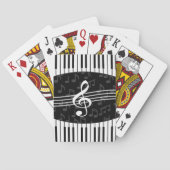 音楽ノートスタイリッシュトレブルクレフ、 音符記号とピアノ鍵 トランプ (裏面)