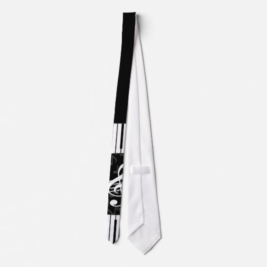 音楽ノートスタイリッシュトレブルクレフ、 音符記号とピアノ鍵 ネクタイ (裏面)
