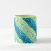 音楽ノートストライプの緑と青 マグカップ (中央)