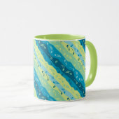 音楽ノートストライプの緑と青 マグカップ (正面右)