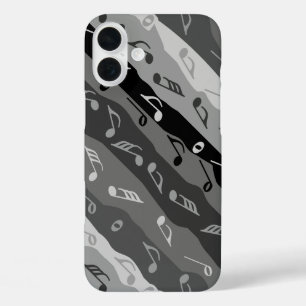 音楽ノートストライプグレー iPhone 16 PLUSケース