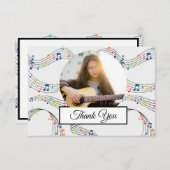 音楽ノートパターカラフルンテーマミュージシャン写真 サンキューカード (正面/裏面)