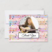 音楽ノートパターカラフルンテーマミュージシャン写真 サンキューカード (正面)