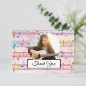 音楽ノートパターカラフルンテーマミュージシャン写真 サンキューカード (スタンド正面)