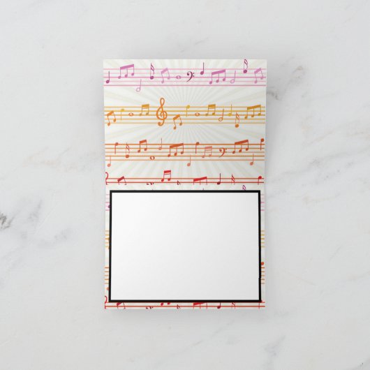 音楽ノートパターカラフルンテーマミュージシャン写真 サンキューカード (内部)