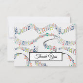 音楽ノートパターカラフルン音楽テーマミュージシャン サンキューカード (正面)