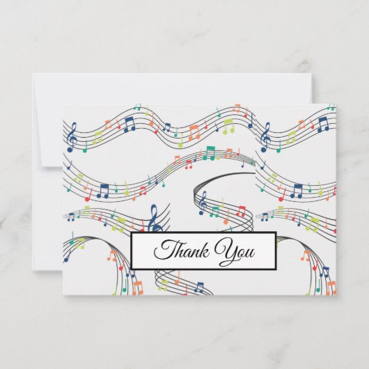 音楽ノートパターカラフルン音楽テーマミュージシャン サンキューカード (正面)