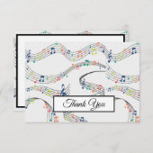 音楽ノートパターカラフルン音楽テーマミュージシャン サンキューカード (正面/裏面)