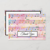音楽ノートパターカラフルン音楽テーマミュージシャン サンキューカード (正面/裏面)