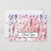 音楽ノートパターカラフルン音楽テーマミュージシャン サンキューカード (正面)