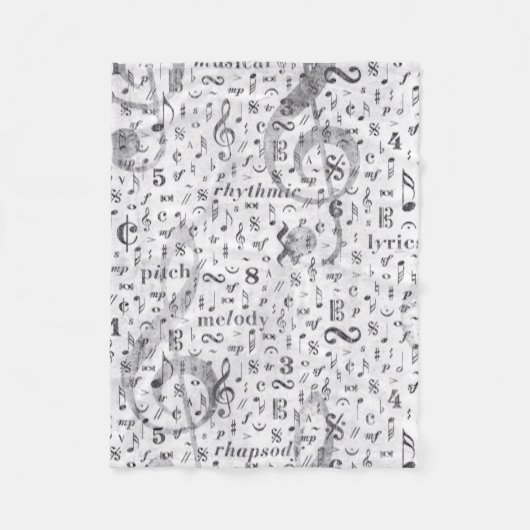 音楽ノートパターンミュージックテーマフリースブランケット フリースブランケット (正面)