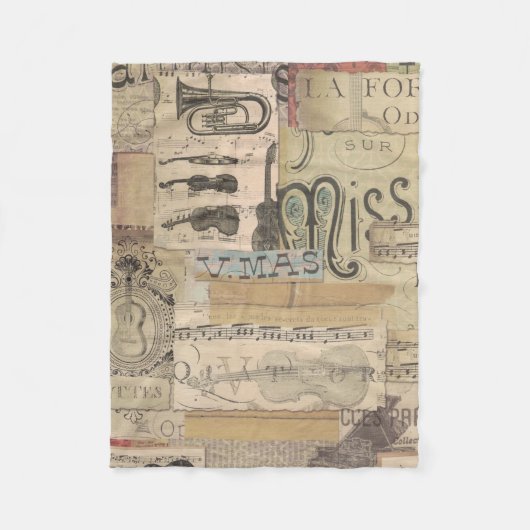 音楽ノートパターンミュージックテーマフリースブランケット フリースブランケット (正面)