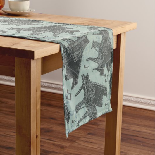 音楽ノートパターン音楽テーマテーブルランナー ショートテーブルランナー (インサイチュ)