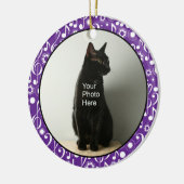 音楽ノートパーソナライズされたフォトオーナメント – 紫 セラミックオーナメント (左)
