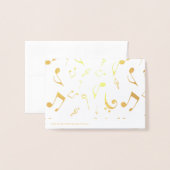 音楽ノートパーソナライズされた実在ゴールドフォイル 箔カード (裏面封筒付き)