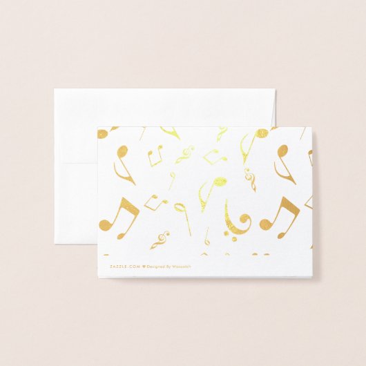 音楽ノートパーソナライズされた実在ゴールドフォイル 箔カード (裏面封筒付き)