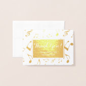 音楽ノートパーソナライズされた実在ゴールドフォイル 箔カード (封筒付き正面)