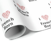 音楽ノートフランスののホーン赤いハートが大好き ラッピングペーパー (ロールコーナー)