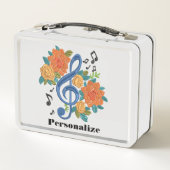 音楽ノートミュージカルクレフ、 音符記号 パーソナライズされた メタルランチボックス (裏面)