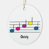 音楽ノートミュージカルスタッフのパーソナカラフルライズ セラミックオーナメント (左)