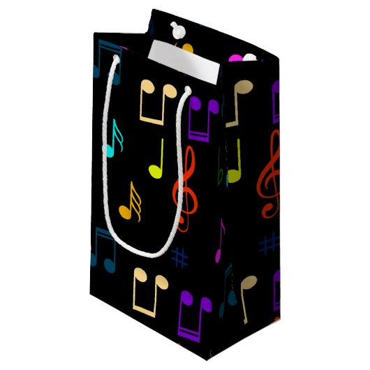 音楽ノートミュージシャンギフト音楽記号アート愛好家 スモールペーパーバッグ (正面アングル)