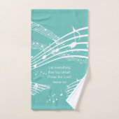 音楽ノートモダンティール（緑がかった色）モノグラムバスタオルセット バスタオルセット (ハンドタオル)