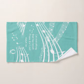 音楽ノートモダンティール（緑がかった色）モノグラムバスタオルセット バスタオルセット (ハンドタオル)