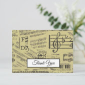 音楽ノートヴィンテージパターン音楽テーマミュージシャン サンキューカード (スタンド正面)
