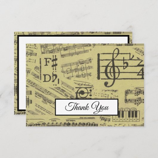 音楽ノートヴィンテージパターン音楽テーマミュージシャン サンキューカード (正面/裏面)