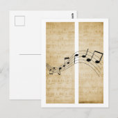 音楽ノートヴィンテージ古いスタイルシート音楽紙 ポストカード (正面/裏面)