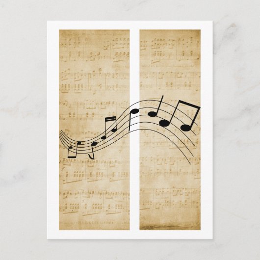 音楽ノートヴィンテージ古いスタイルシート音楽紙 ポストカード (正面)