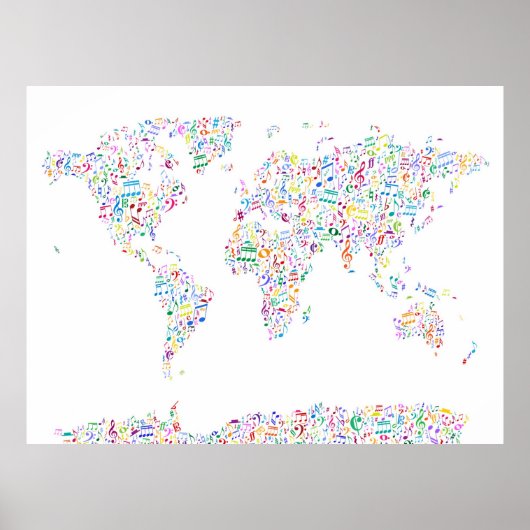 音楽ノート世界地図 ポスター (正面)