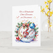 音楽ノート付き聖歌隊ディレクターのクリスマスオーナメント カード (黄色い花)