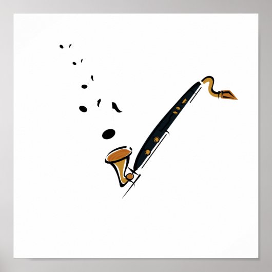 音楽ノート付きBass Clarinet ポスター (正面)