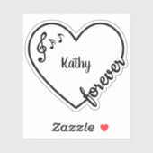 音楽ノート愛ハートライン名前をカスタムする シール (シート)