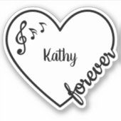 音楽ノート愛ハートライン名前をカスタムする シール (正面)