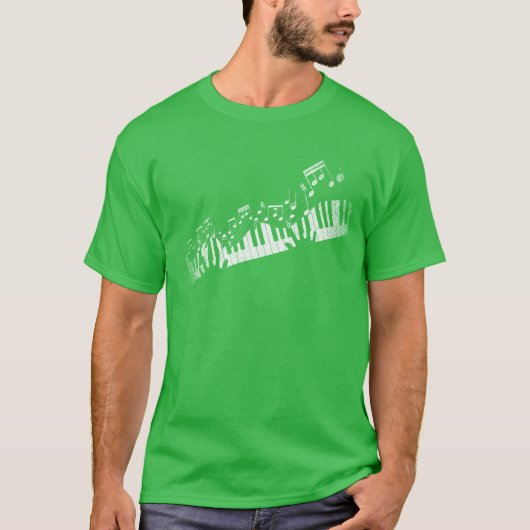 音楽ノート楽器ピアニストのアイデアピアノ Tシャツ (正面)