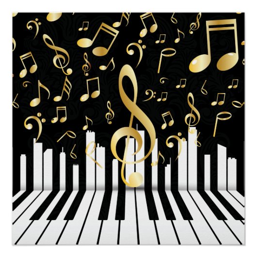 音楽ノート王室のラグジュアリーピアノ鍵 ポスター (正面)